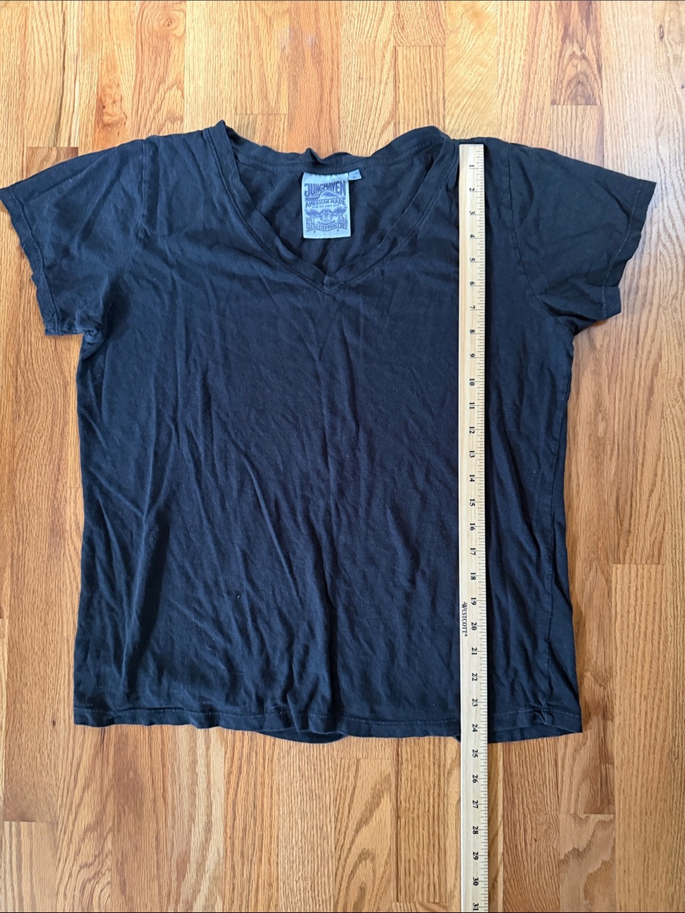Jungmaven Black V-Neck Short Sleeve soft cotton Tee American made L Hemp cotton - Picture 3 of 6